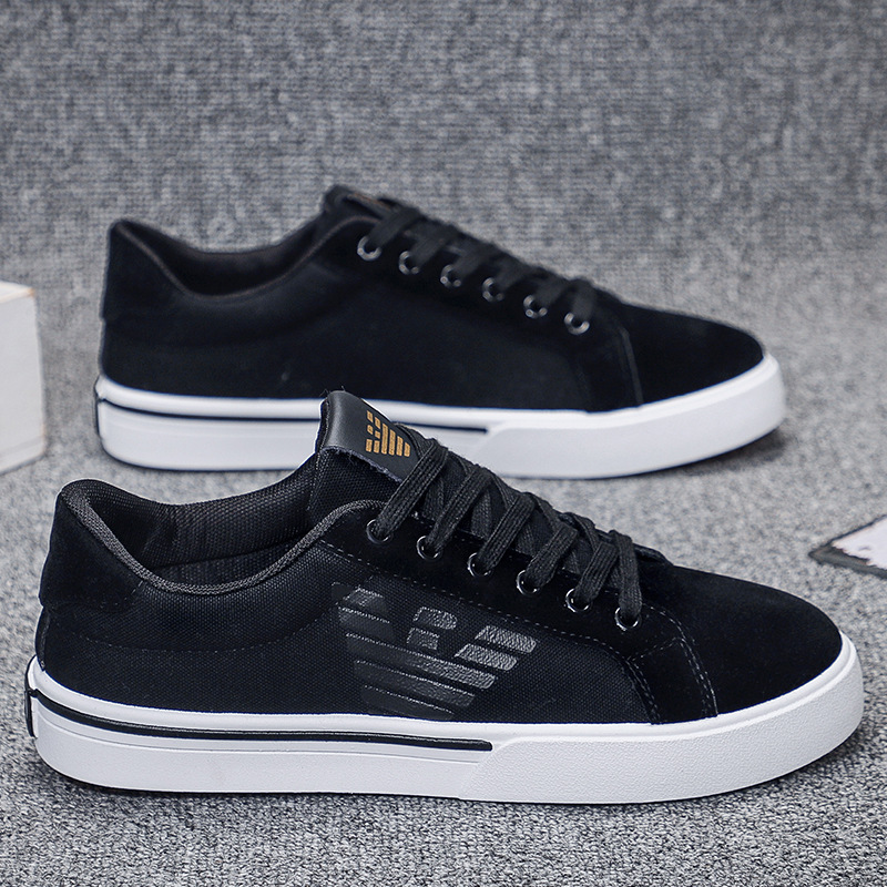 Men's Hong Kong Style Canvas Shoes Fashion Breathable Board Shoes Youth Style Male Student Shoes Fashion Casual Shoes Rubber Shoes