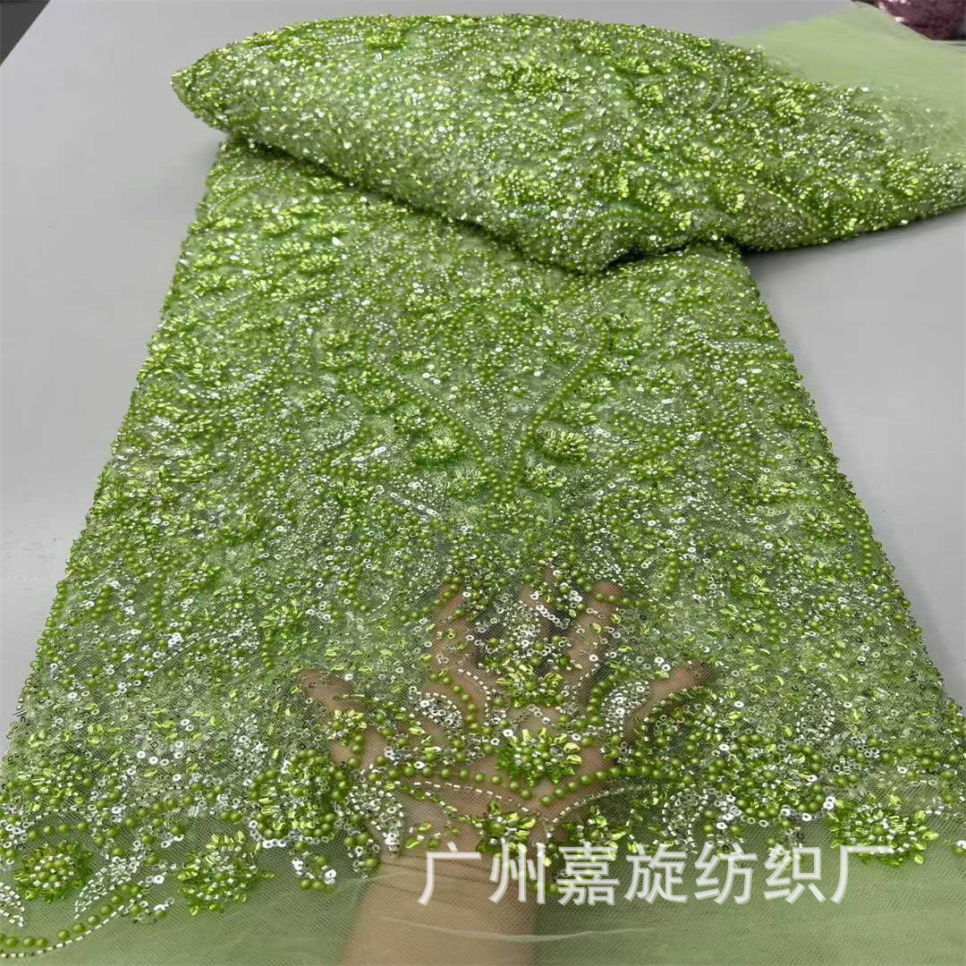 African bead tube embroidery fabric handmade gown beads embroidered mesh accessories bead piece sequin embroidery fabric lace
