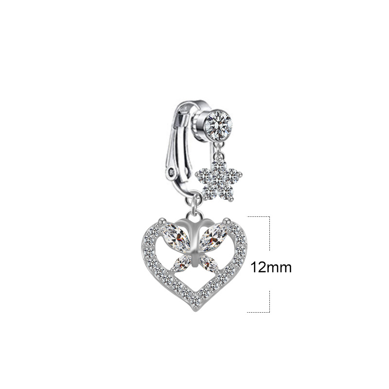 Picture of Gaby European and American Cross-Shaped Navel Ring Planet Moon Navel Ring Navel Ornament Rabbit Heart Non-Porous Navel Nail Ear Clip Dual Use