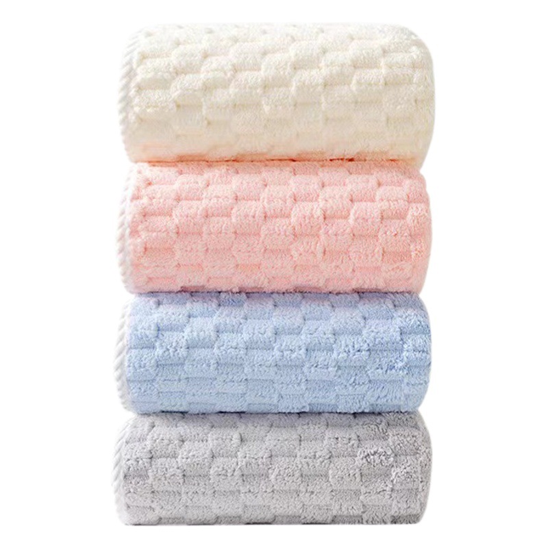 Cloud lattice coral fleece towel bath towel wholesale thick absorbent quick-drying soft lint-free edge Bath household