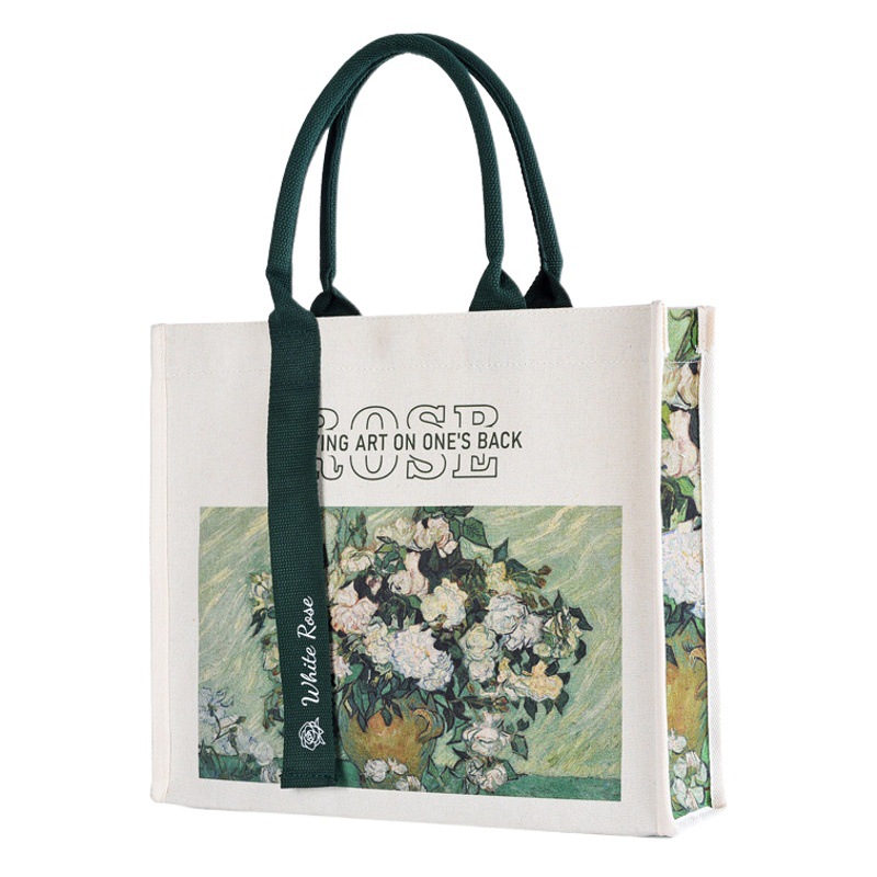 Oil painting canvas bag canvas bag custom canvas tote bag large capacity handbag women's shopping canvas bag custom