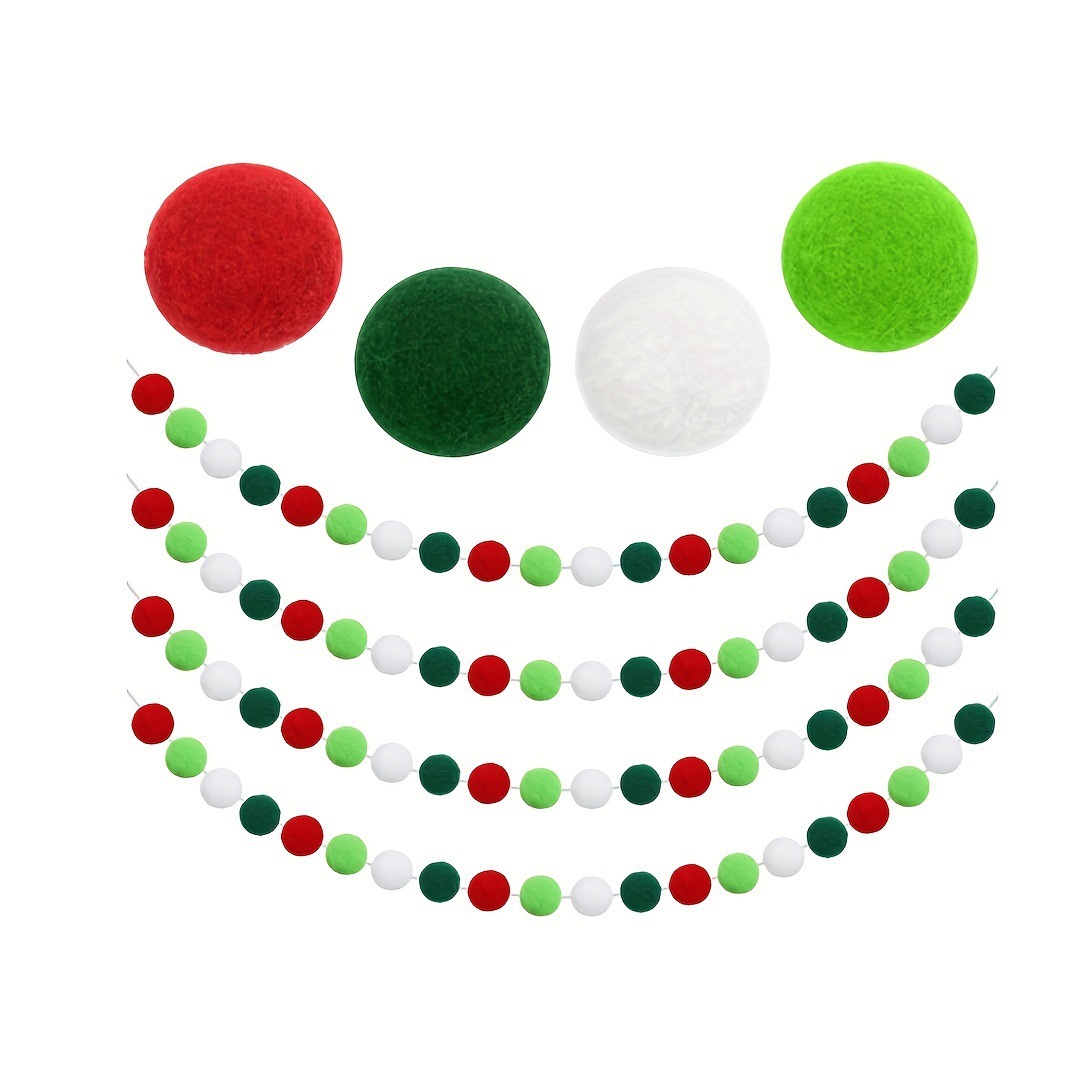 Christmas 2 m fur ball string color ball string red green felt ball color strip pendant party holiday home decorations 20