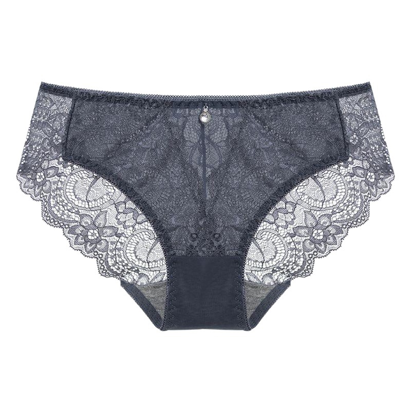 Light Luxury Ultra-Thin Lace Underwear Women's New Antibacterial Pure Cotton Crotch Breathable Mid-Low Waist Sexy Seamless Transparent Briefs