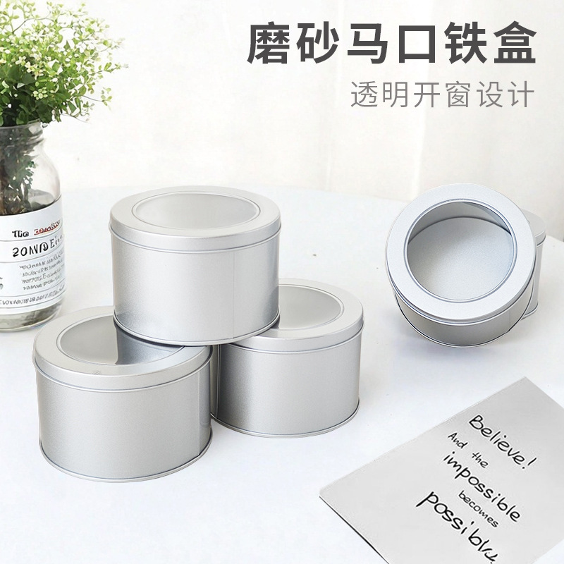 Tinplate Box Storage Storage Jar Window Transparent Round Jewelry Dust-Proof Object Metal Packaging Gift Box