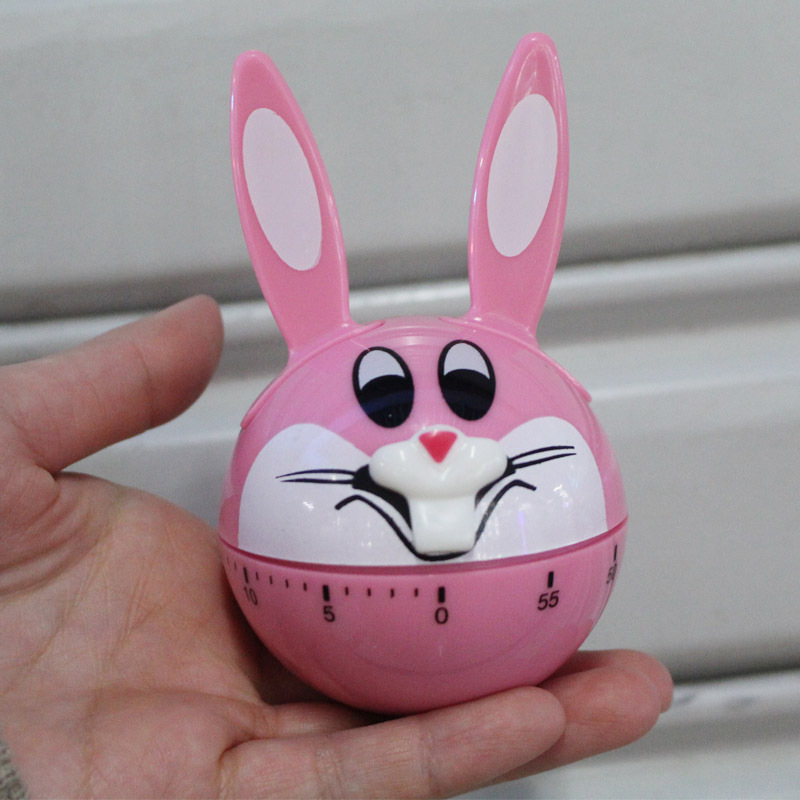 Picture of 60 minutes rabbit modeling mechanical timer on the chain students learning time management alarm clock kitchen soup