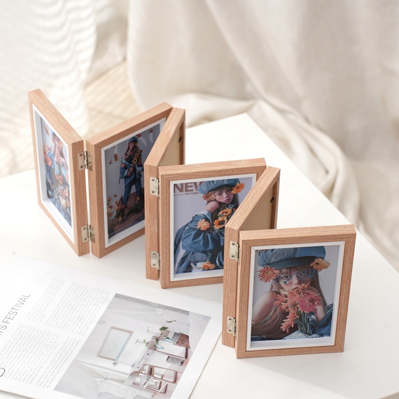 Picture of Creative One-Piece Combination Foldableing Photo Frame Table Two-Part Triple 6-Inch 7inch 8inch Photo Studio Wooden 70% off Photo Frame