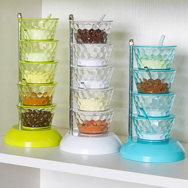 Trembling Rotary Seasoning Box Three-dimensional Seasoning Box Kitchen Seasoning Rack Combination Salt Pot Kitchen Supplies Household Encyclopedia