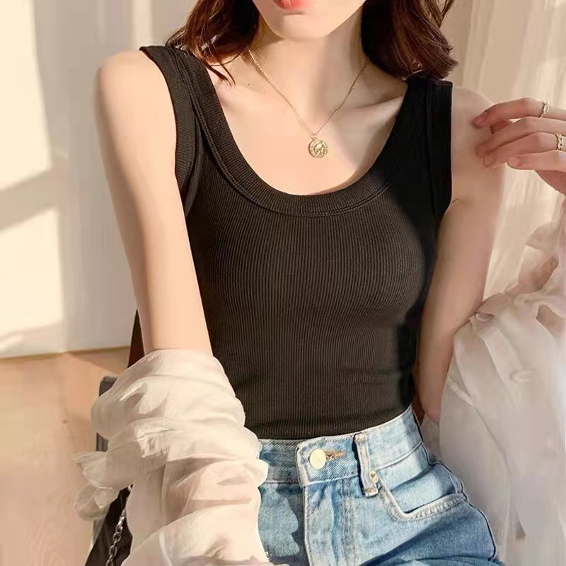 Picture of 2022 Camisole Women's Spring and Summer Threaded Slim-fit Backing Shirt Women's Outer Wear Sleeveless Thin Factory Outlet