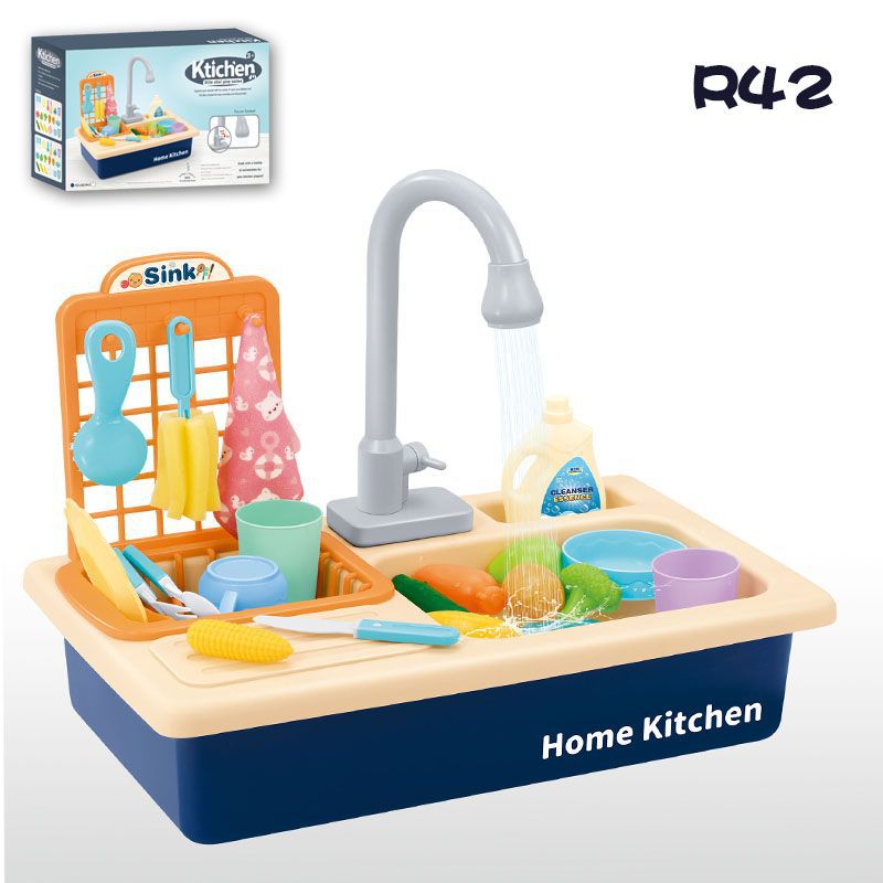 Picture of Children's Simulation Dishwasher Washing Basin Circulating Water Outlet with Stove Baby Play House Water Kitchen Toy Gift