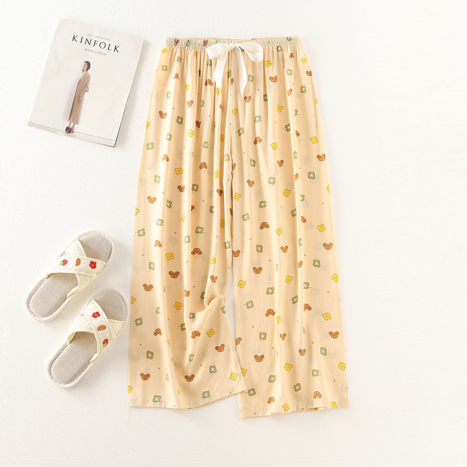 Picture of Cotton silk pajama pants women's spring and summer artificial cotton beach pants can be worn outside plus size cotton silk home wear cropped pants