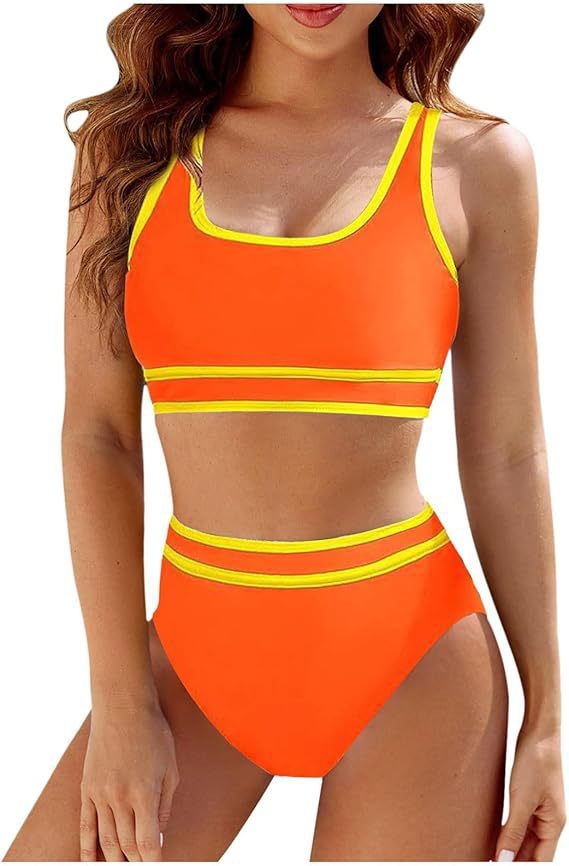 Picture of 2025 bikini new color matching sports style sexy split cross-border AliExpress high waist vest swimsuit wholesale