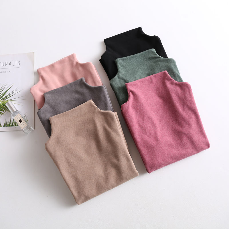 Picture of Children's cationic bottoming shirt seamless elastic autumn and winter boys and girls mid-collar velvet warm inner western style top