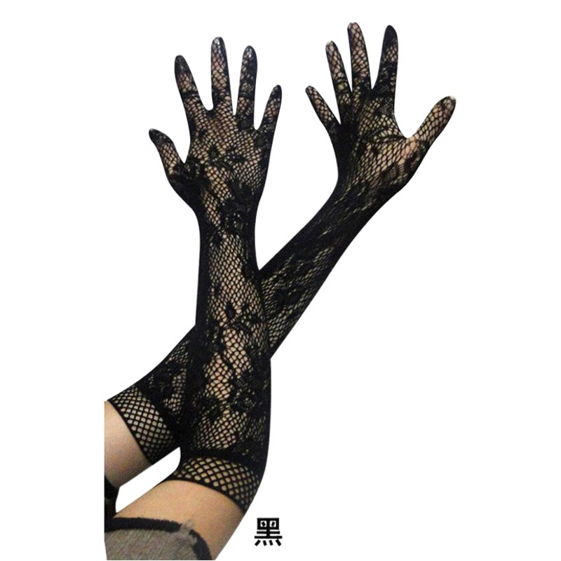 Night Spring Style Sexy Transparent Lace Super Elastic Gloves Bride Nurse Maid Sexy Lingerie Seductive Set