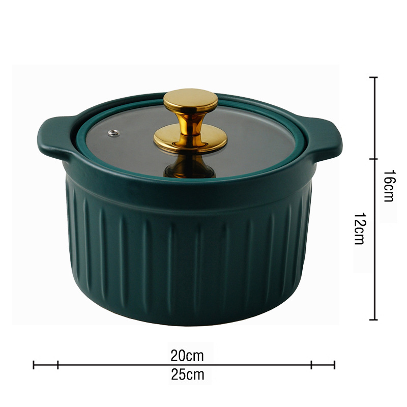 Picture of A generation of hair color glaze ceramic small casserole with glass lid light luxury simple high temperature resistant open flame home stew pot wholesale