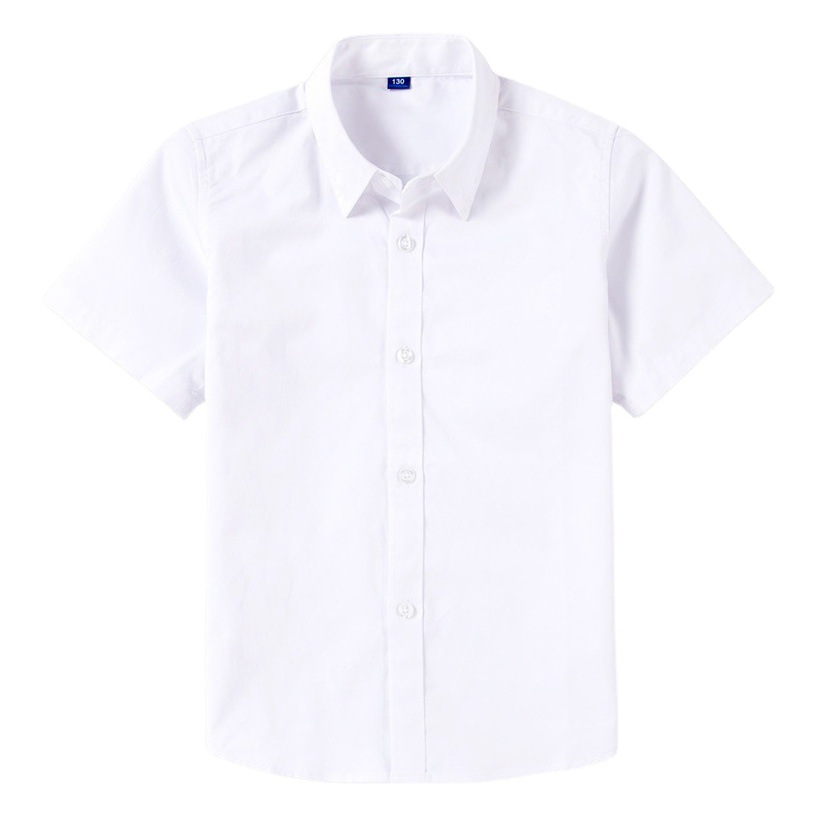 Picture of Boys' White Shirt Short-sleeved Pure Cotton Summer Thin School Uniform for Middle and High School Students Children's White Shirt