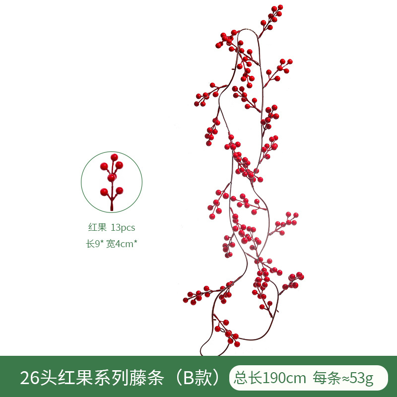 Picture of Artificial Christmas Red Fruit Berry Rattan Cross-border Christmas Atmosphere Decoration Home Decoration Christmas Red Fruit Rattan