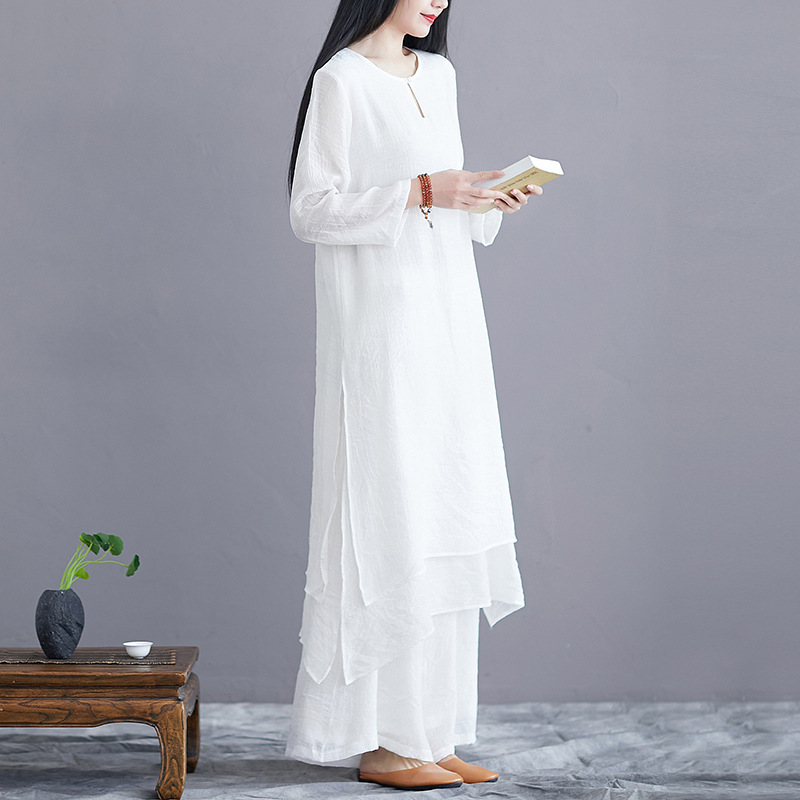 Picture of 2023 autumn and winter new ethnic style tea clothes women's sweet fairy artistic suit women's retro Zen Chinese style women's clothing