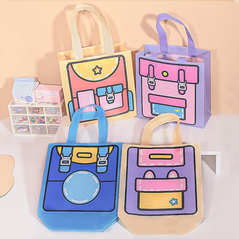 Dopamine Tote Bag Student Cute Non-woven Storage Bag Children's Day Gift Bag Cartoon Gift Bag
