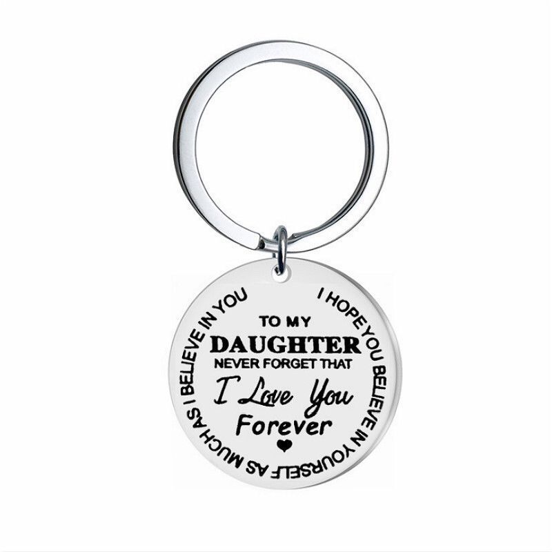 TO MY SON DAUGHTER lettering stainless steel keychain creative gift wholesale
