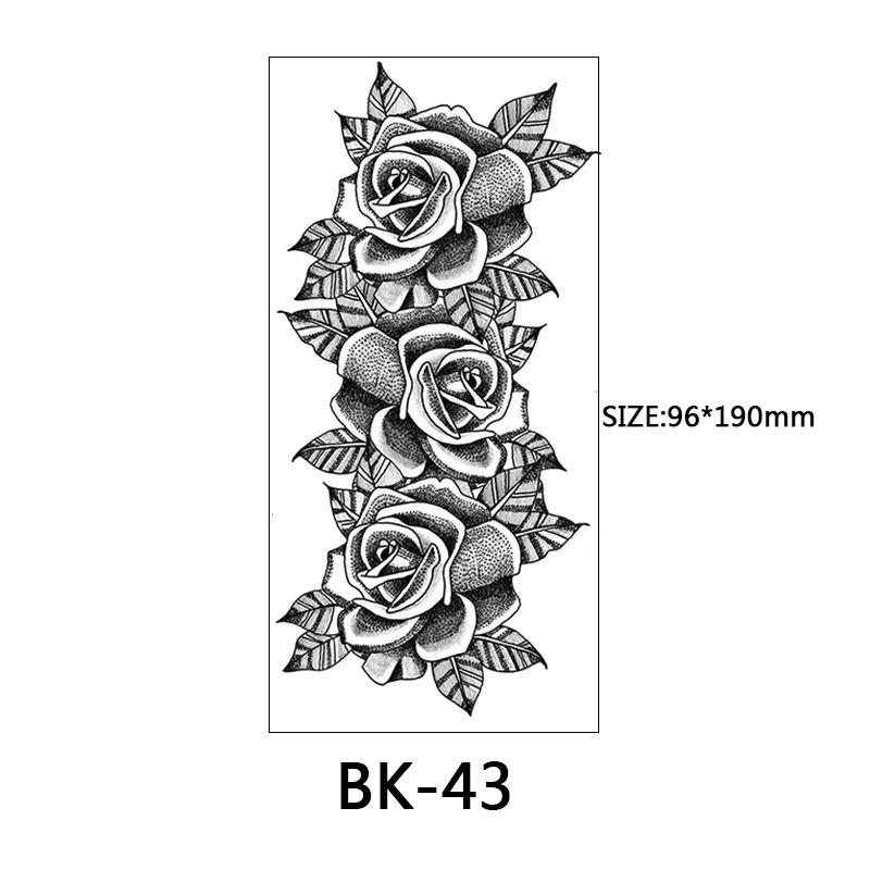 Picture of Cross-Border Supply of Sketch Flower Tattoo Stickers, Sketch Tattoo Stickers, Rose Flower Black and White Flower Tattoo