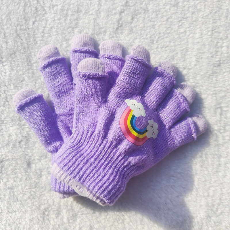 Picture of Children's gloves for boys and girls double-layer three-use autumn and winter warm Student five-finger children knitted astronaut gloves wholesale