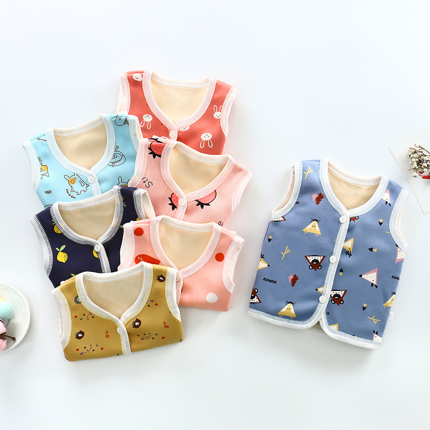 Picture of Spring New Children's Velvet Vest Baby Thickened Vest Cardigan Warm Waistcoat Baby Bottoming Top