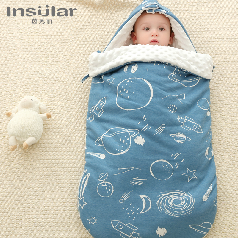 Yinxiuli Autumn and Winter Thickened Baby Cotton Anti-Scare Sleeping Bag Baby Anti-kick Quilt Baby Beanie Blanket Sleeping Bag
