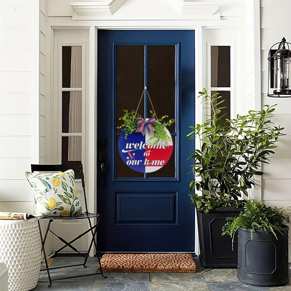 Picture of in stock Cross-border US Independence Day Wooden Listing National Flag Logo Door Hanging Door Plate Decorations Wooden Craft Listing