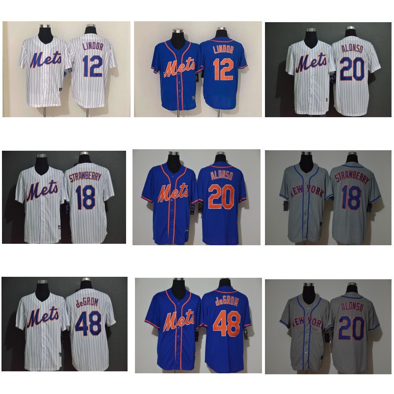 MLB jersey Mets 12#20#18#48# embroidered baseball jersey baseball jersey mets jersey