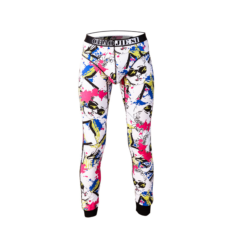 Picture of Men's long johns warm pants thin personalized youth bottoming line pants slim pants winter trendy cotton wool pants