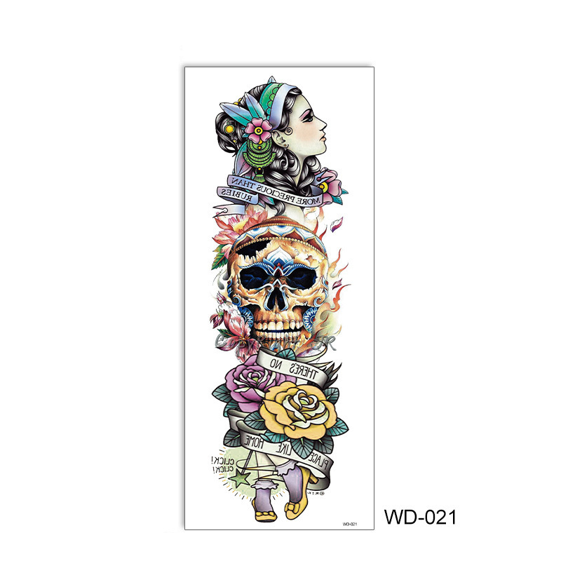 Picture of Full Arm Tattoo Sticker Cross-border New Waterproof Sweat Simulation Cross Buddha Black and White Colorful Personality Full Arm Temporary Tattoo