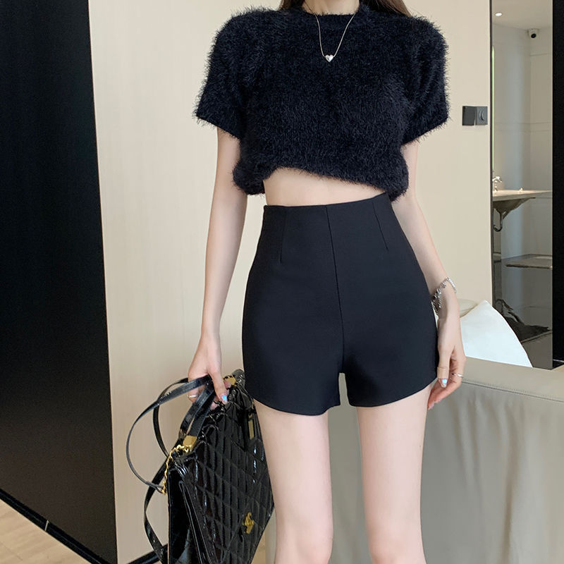 plus size 2024 Spring and Summer New chubby girl High Waist Shorts Women's Spice Girls Slim-fit Slimming All-match Hip Hot Pants