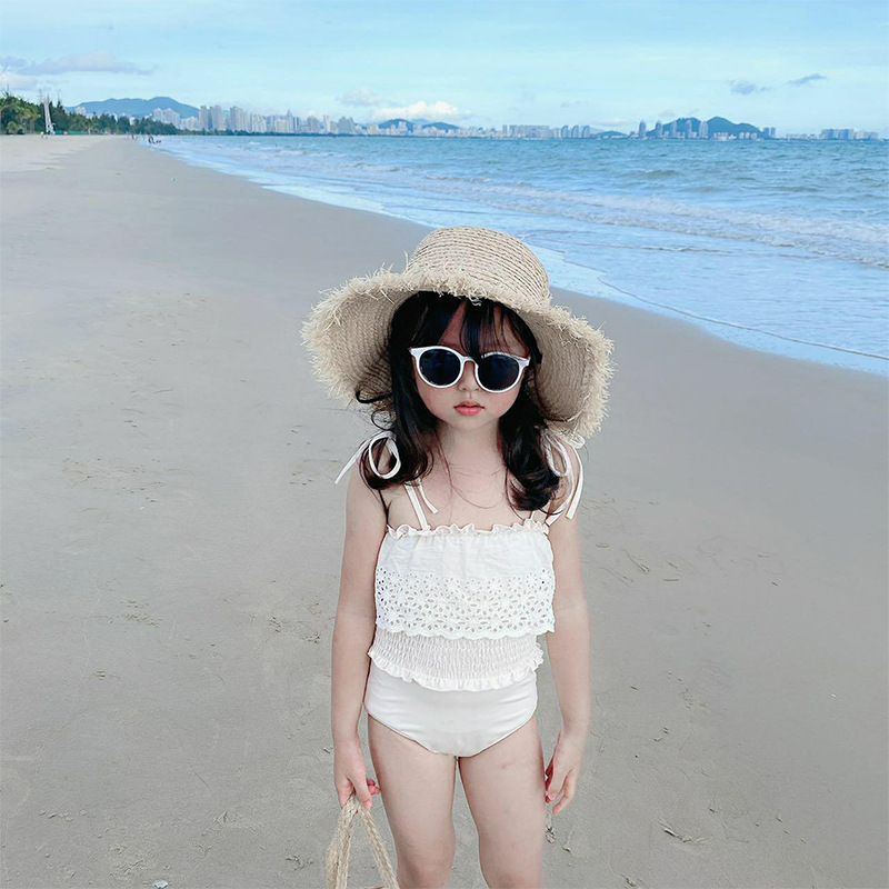 Girls' Lace Lace Swimsuit Korean Style 2025 Summer New Arrival Girls' Trendy Beach Fashionable Swimsuit