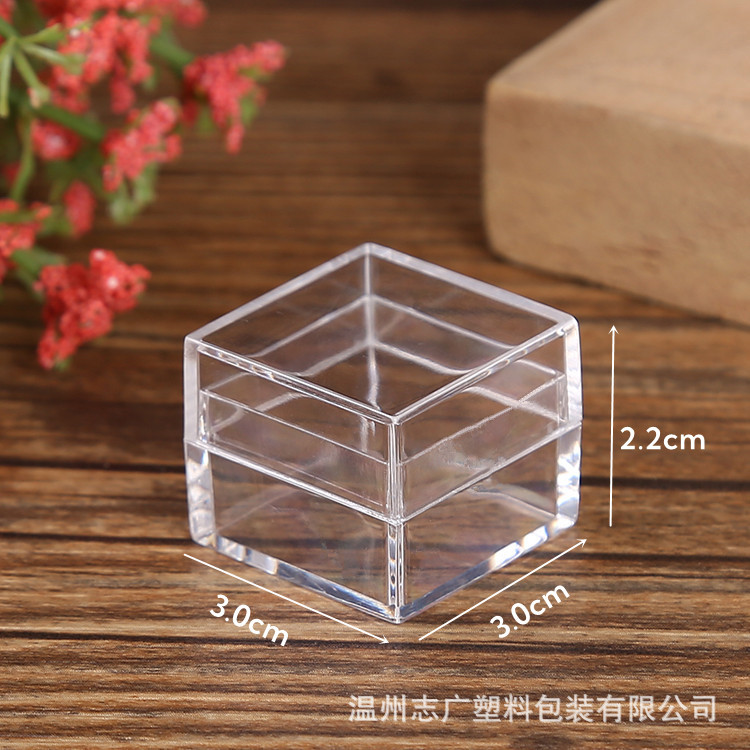Acrylic ps clear crystal square box 3.0cm square covered mini tool box small plastic box