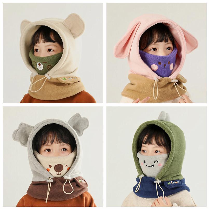 Winter Children's Hat Neck Integrated Hat Autumn and Winter New Plush Warm Ear Protection Windproof Lei Feng Hat for Boys and Girls