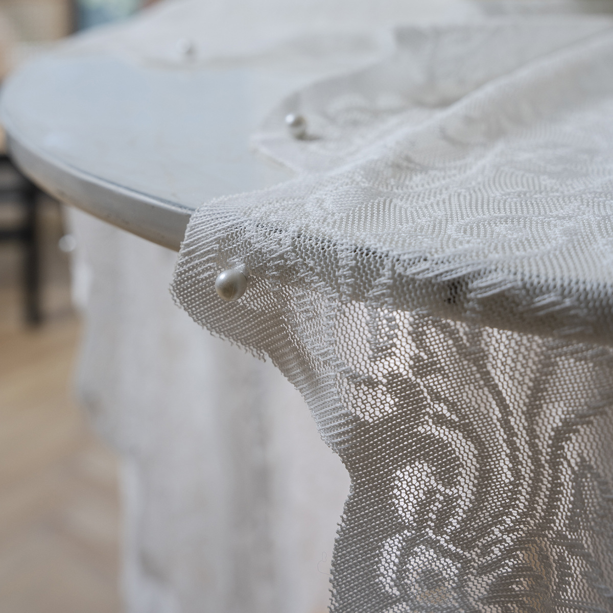 Picture of Yuman Qiyun Tablecloth White Green Bead Yarn Cake Photography Background Embroidered Prop Cloth Solid Color Tablecloth