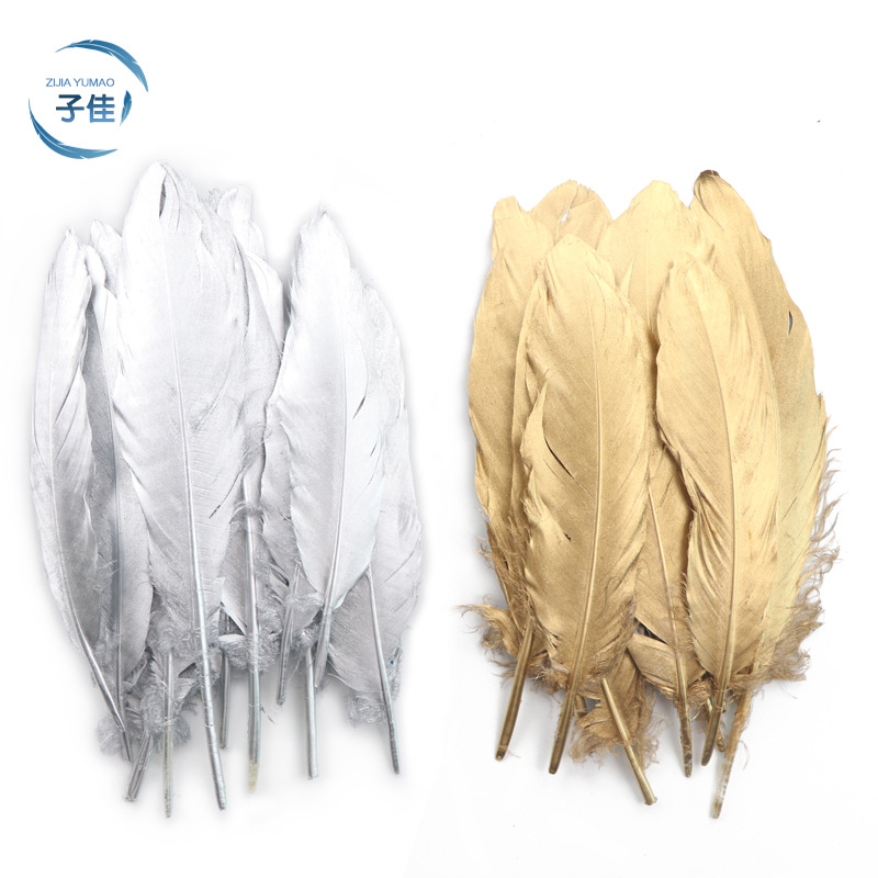 in stock golden feather 15-20cm spray gold feather goose feather DIY handmade decoration brush paint feather jewelry accessories