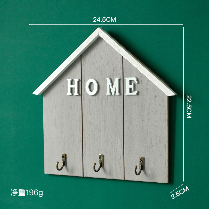Picture of Creative Home Decoration Key Storage Rack Door Hook Punch-Free Wall Wooden Coat and Hat Key Hook