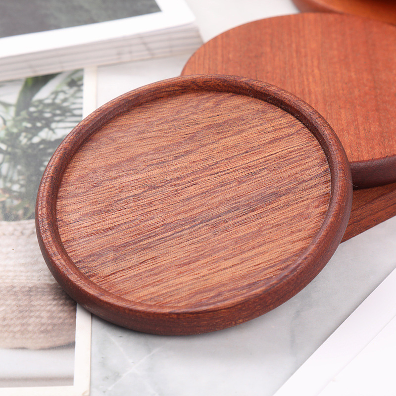 Picture of Creative Wooden Coaster Logo Engraved Fixed Wooden Tea Tray Cup Holder Tea Mat Wooden Tea Holder Japanese Heat Insulation Mat