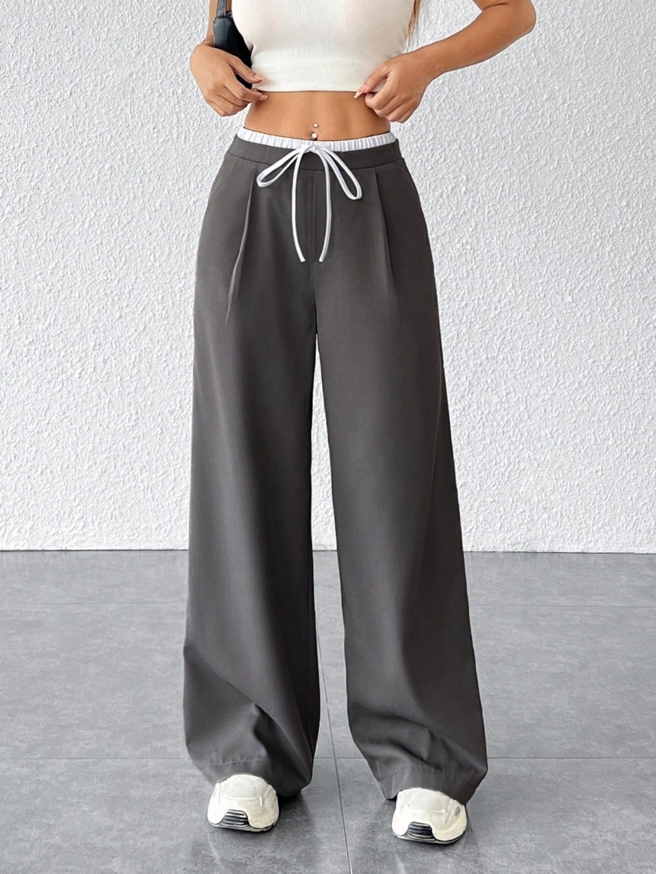 Cross-border American gray sweatpants for women, spring/autumn 2025 new loose casual sweatpants, tall wide-leg pants