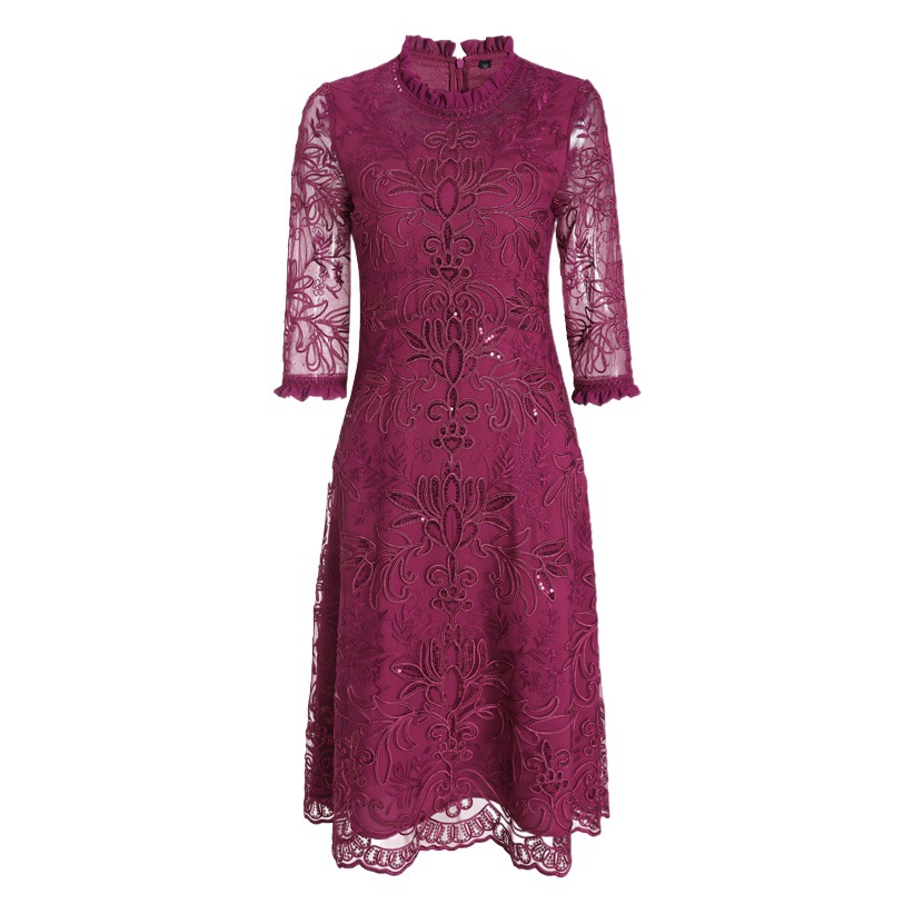 2024 Spring New Products for Middle-Aged and Elderly People, Mesh Embroidered Large Size Skirts, Wedding Banquets, Mother-In-Law and Mother-In-Law Mothers Wholesale