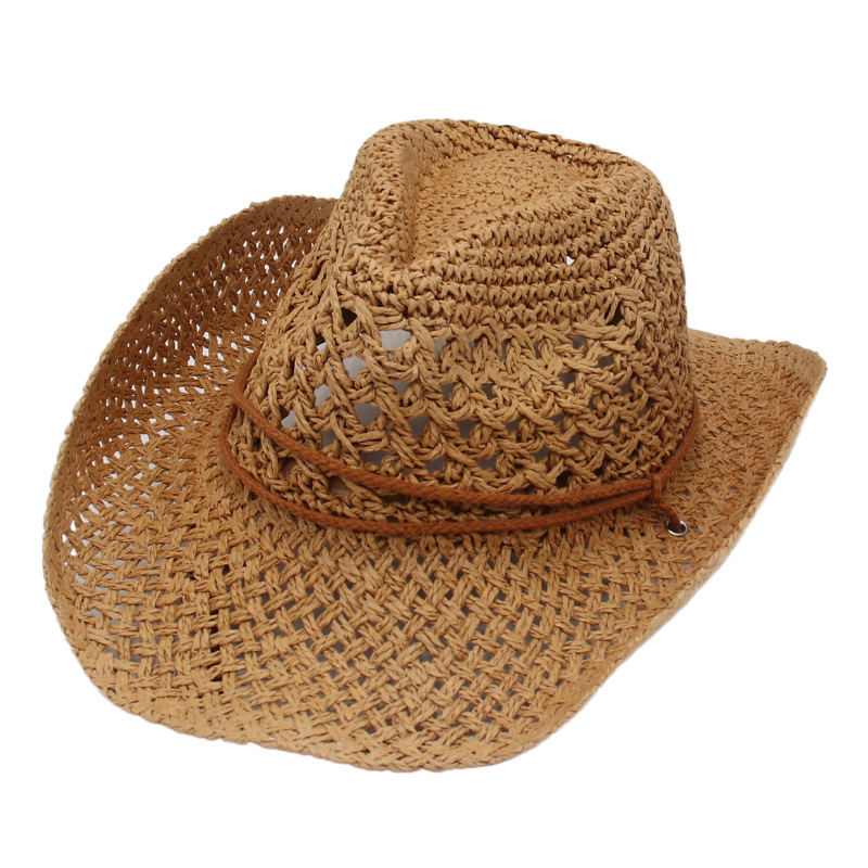 Picture of Retro Western Cowboy Beach Hat Amazon Straw Hat for Men and Women Outdoor Travel Cross-border Foreign Trade Ethnic Style Top Hat