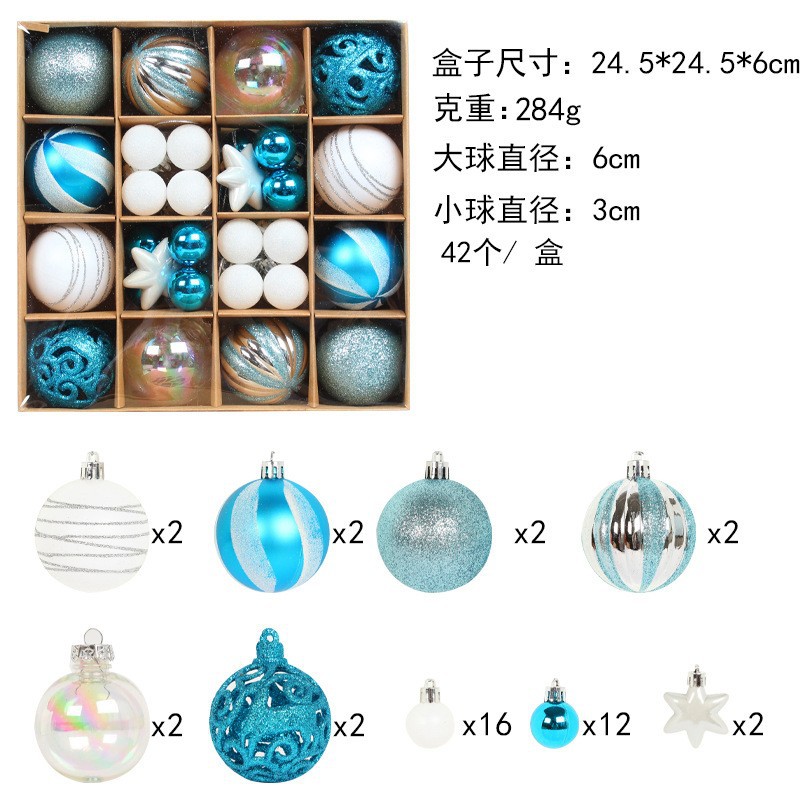 Picture of Zhuran Christmas Ball suit Christmas Tree Painting Ball Hanging Pendant Electroplated Ball Holiday Decoration Ball Mixed Gift Box