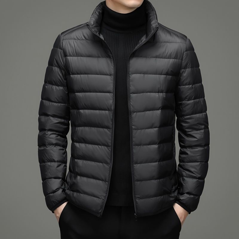 Picture of Brand Handle Autumn and Winter Light Down Cotton-padded Jacket Men's Short Vertical Collar Hooded Middle-aged and Elderly Light Thin Broken Coat