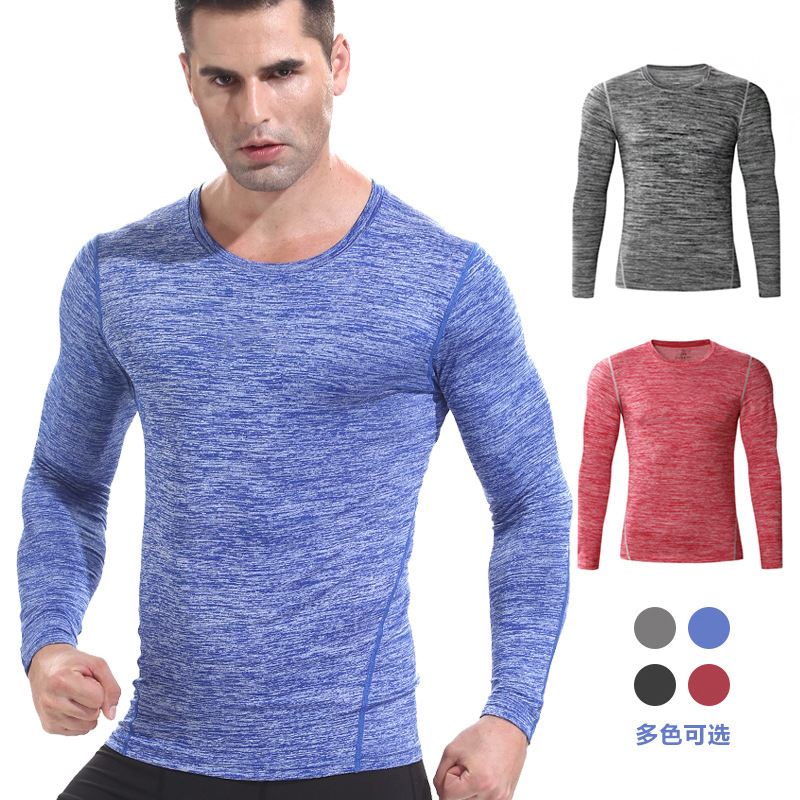 Picture of New European and American Fitness Wear Men's Long Sleeve Quick-drying Elastic Compression Sportswear pro Basketball Running Sports Tight Clothes