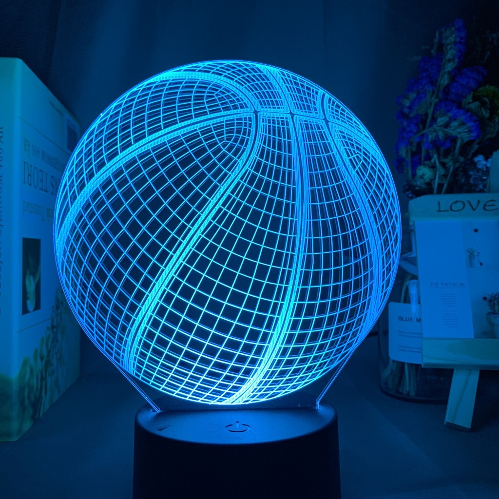 Sports Gifts Women Volleyball 3D Illusion Rugby Ice Hockey Soccer Night Light Induction Color Changing Basketball Light