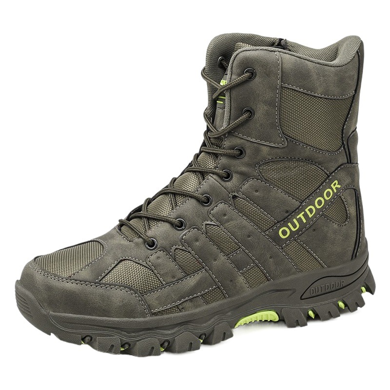 Men's outdoor work boots hiking boots autumn and winter high-top plus size hiking off-road sneaker warm thickened snow boots