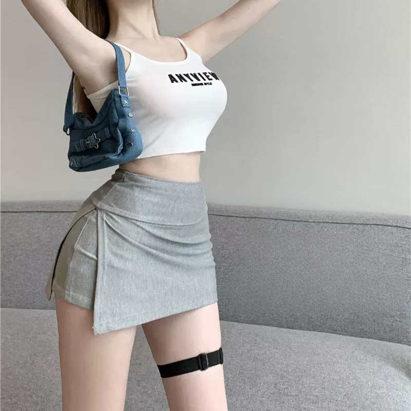 A- side split slim skirt 2024Z summer anti-light a-word sports short pants skirt women's clothing socialite