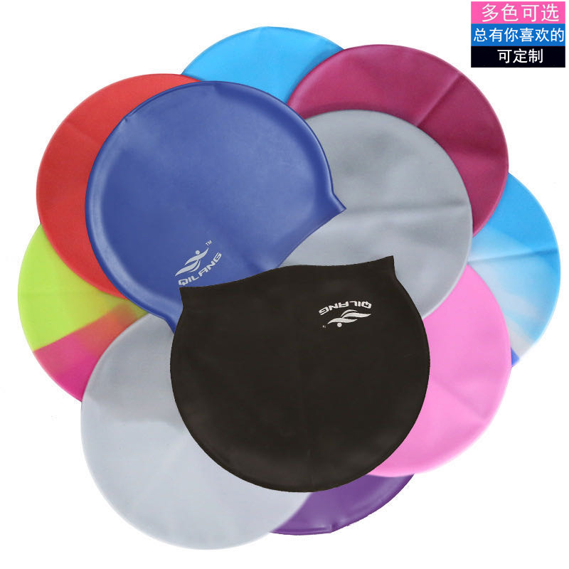 Swimming cap solid color color Student adult children waterproof comfortable swimming silicone cap wholesale