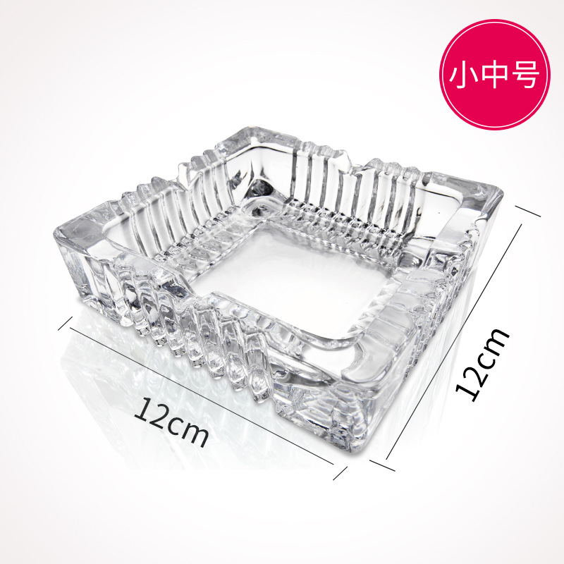 Picture of Deli Crystal Glass Ashtray Living Room Office Personalized Transparent Home Hotel Atmospheric small size Anti-Fly Ash